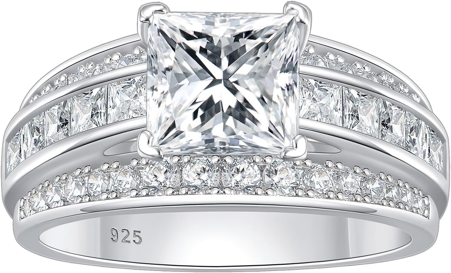 SHELOVES Princess Cut Wedding Rings for Women 5A Cubic Zirconia Engagement Ring 925 Sterling Silver Sz 5-10