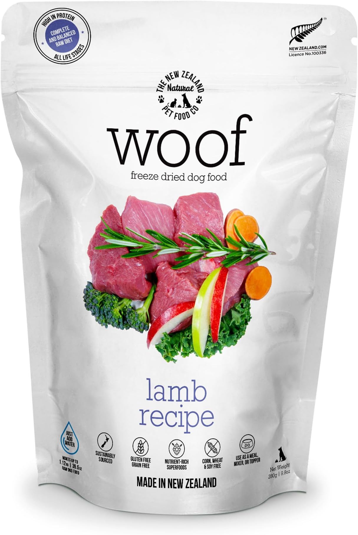 WOOF Lamb Freeze Dried Raw Dog Food, Mixer, or Topper, or Treat - High Protei...
