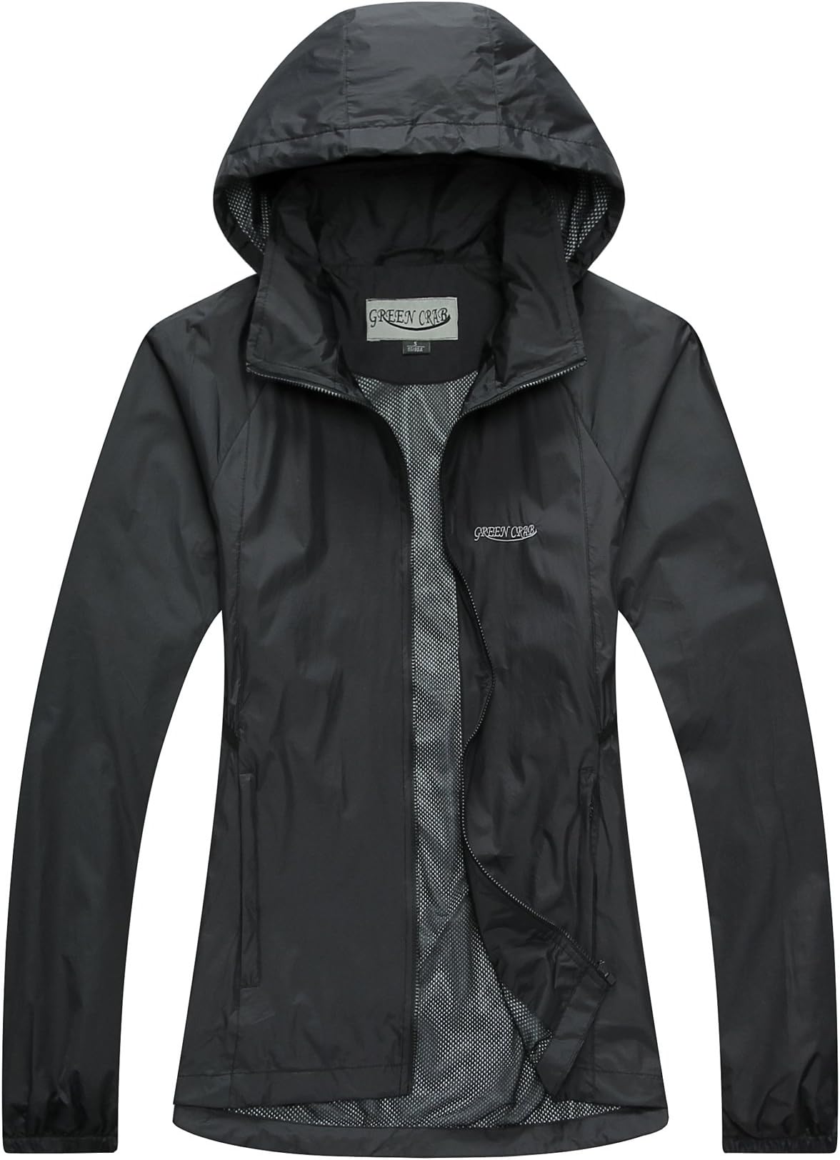 Green Crab Women's Windproof Waterproof Rain Jacket Lady Hooded Breathable Coat
