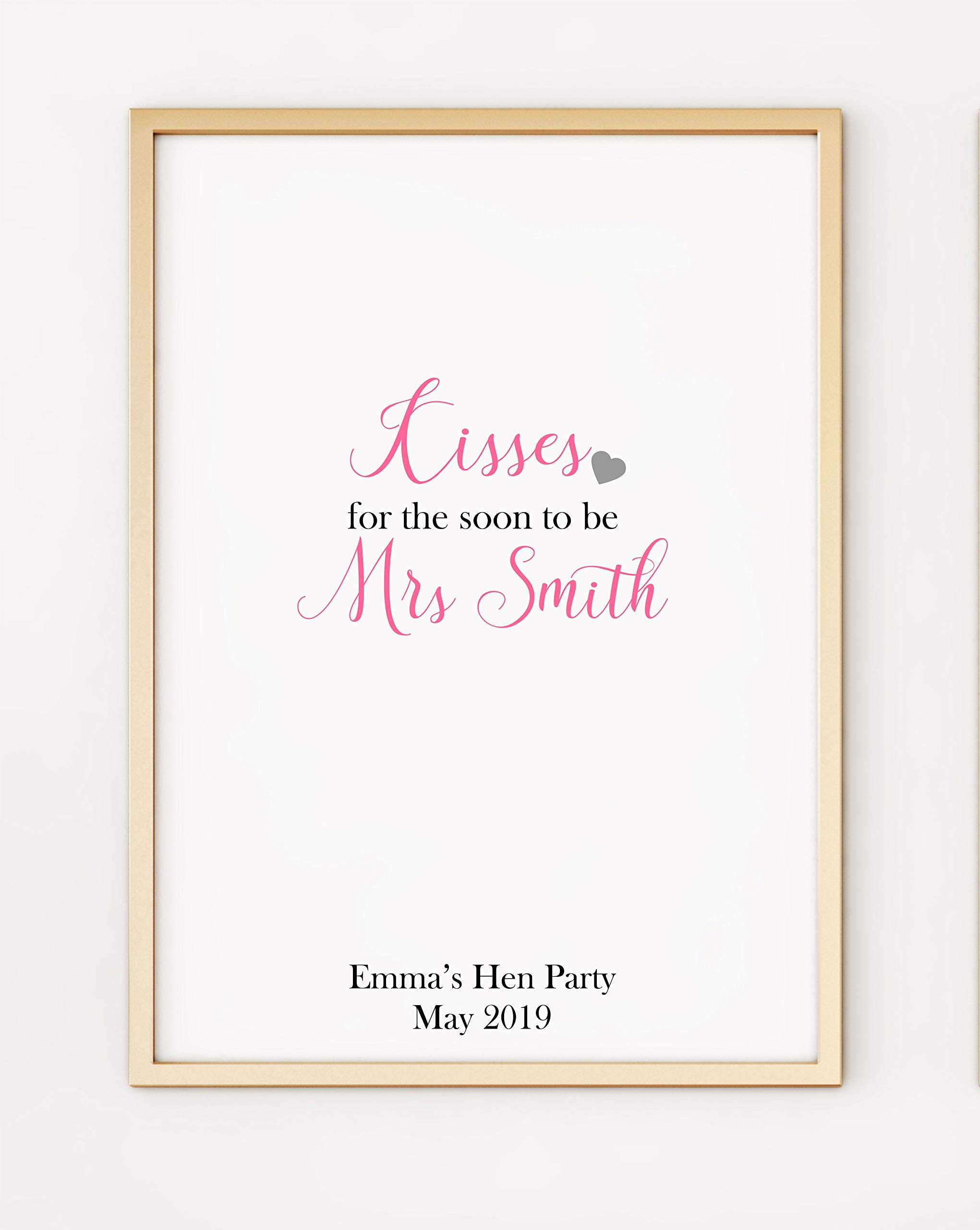 Print Galore White A4 Kisses For The Soon To Be Mrs Kiss The Miss Goodbye Hen Party Print Po406