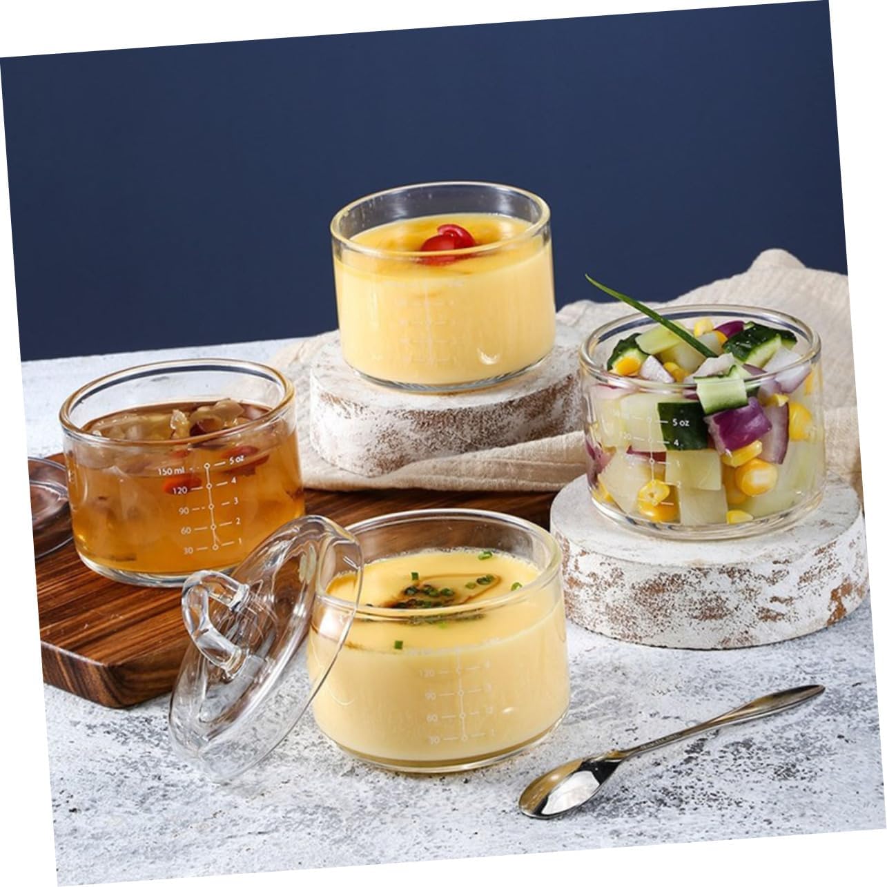 TOYANDONA Heat Resistant Glass Serving Bowl with Lid Borosilicate Food Container for Storage Baking Desserts Soup and Stew Lightweight and Easy to Clean