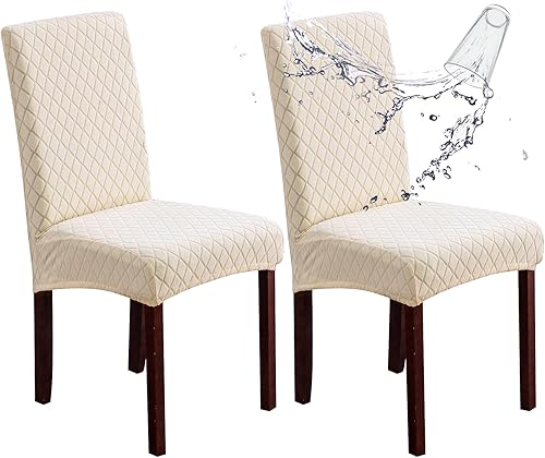 Vista 23 de Genina - Fundas impermeables para sillas de comedor, fundas elásticas de Jacquard, extraíbles y lavables, protector de silla para cocina, hotel