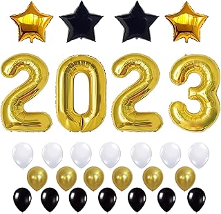 Gold 2023 Balloon Numbers - Large Gold Mylar Balloons Numbers - Graduation Balloons 2023 Black and Gold - 40 Inch Prom Balloons 2023 - Giant Number Balloons NYE Balloons by Jolly Jon