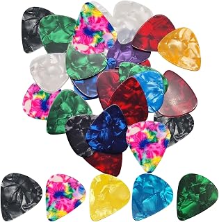 luoshaPUCY Guitar Picks, 30 Pcs Colorful Celluloid Material Guitar Picks for Acoustic, Electric, Bass, Ukulele Guitar 0.46mm-1.5mm