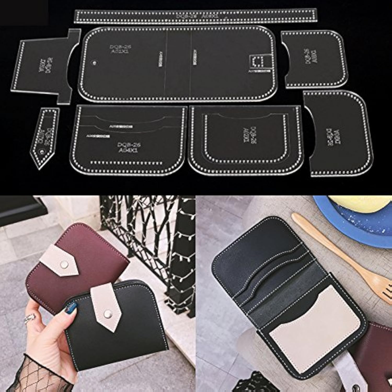 NW Short Wallet Acrylic Template Wallet Leather Pattern Acrylic Leather Pattern Leather Templates for Bags