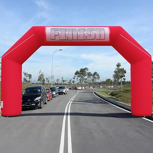 Miniatura 7 de Arco inflable de 20 pies con soplador, arco inflable al aire libre para fiesta, carrera 5K, comercio publicitario, deporte escolar amarillo