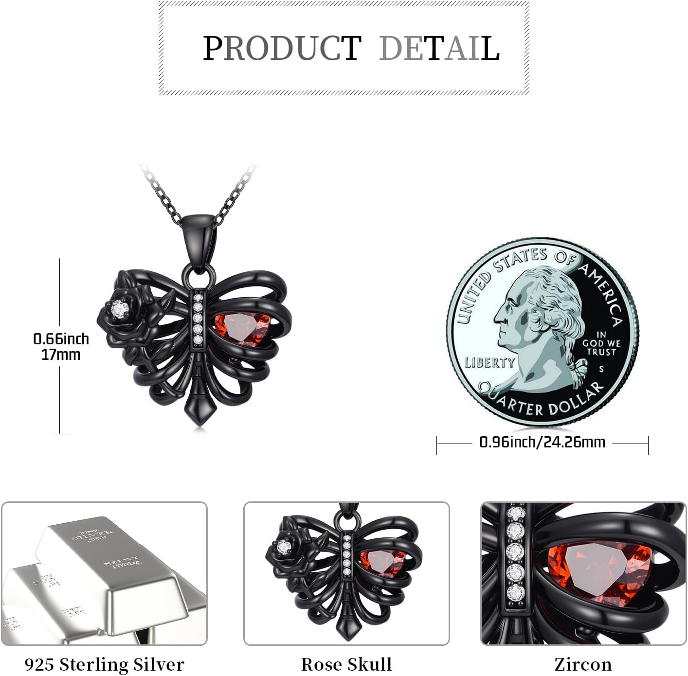 Sterling Silver Halloween Necklace Gothic Jewelry Gifts for Women Men