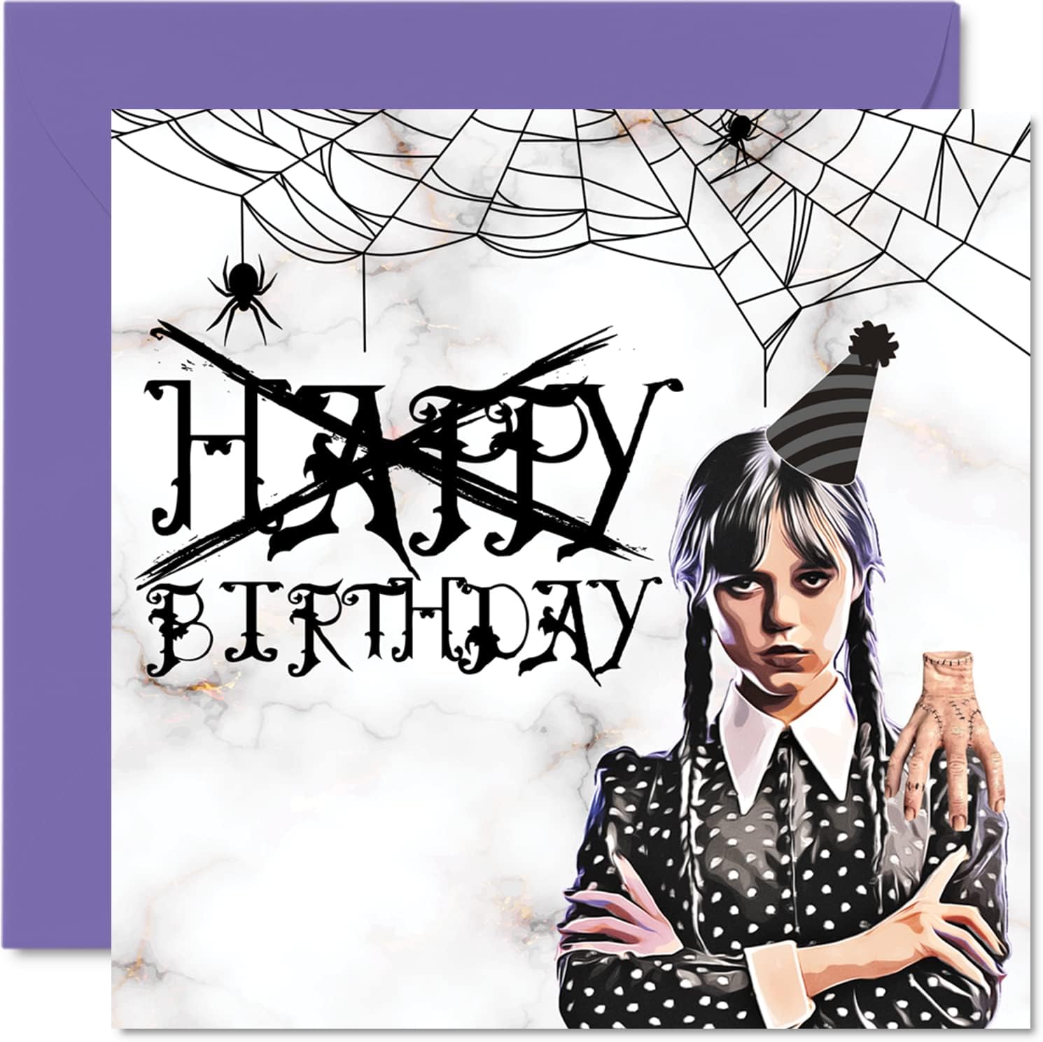 Stuff4 Funny Birthday Cards for Men & Women - Wednesday Addams - Happy Birthday Card for Friends Brother Sister Uncle Auntie Dad Mum Son Daughter 145mm x 145mm Joke Humour Greeting Cards
