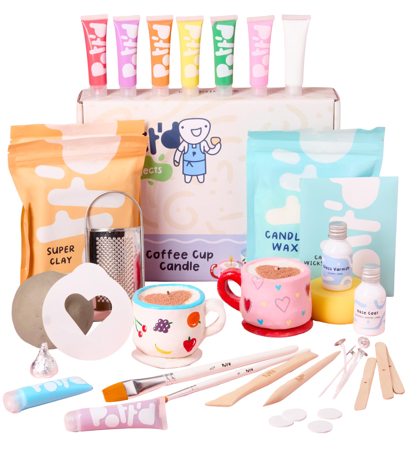 Pott'd Mini Pottery Kits | Air Dry Clay Pottery Kit for Adults | Includes Paints, Brushes, and Potters Tools | FREE online step-by-step tutorial | Perfect for Beginners | Bring The Studio To Your Home