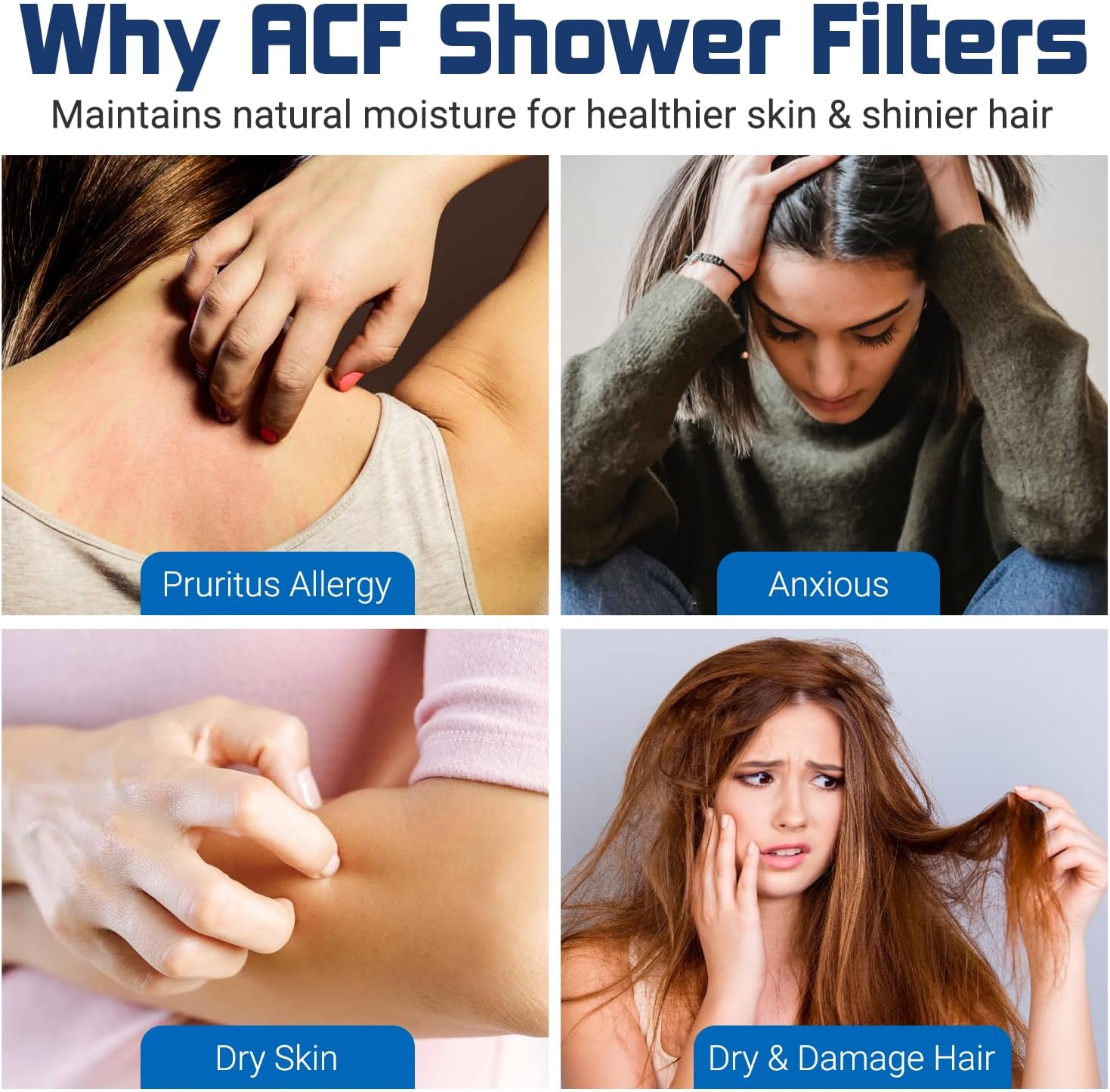 ACF Shower Filter Replacement Cartridge | Long-Lasting Chlorine & Impurity Removal | NSF-Certified | Easy Installation