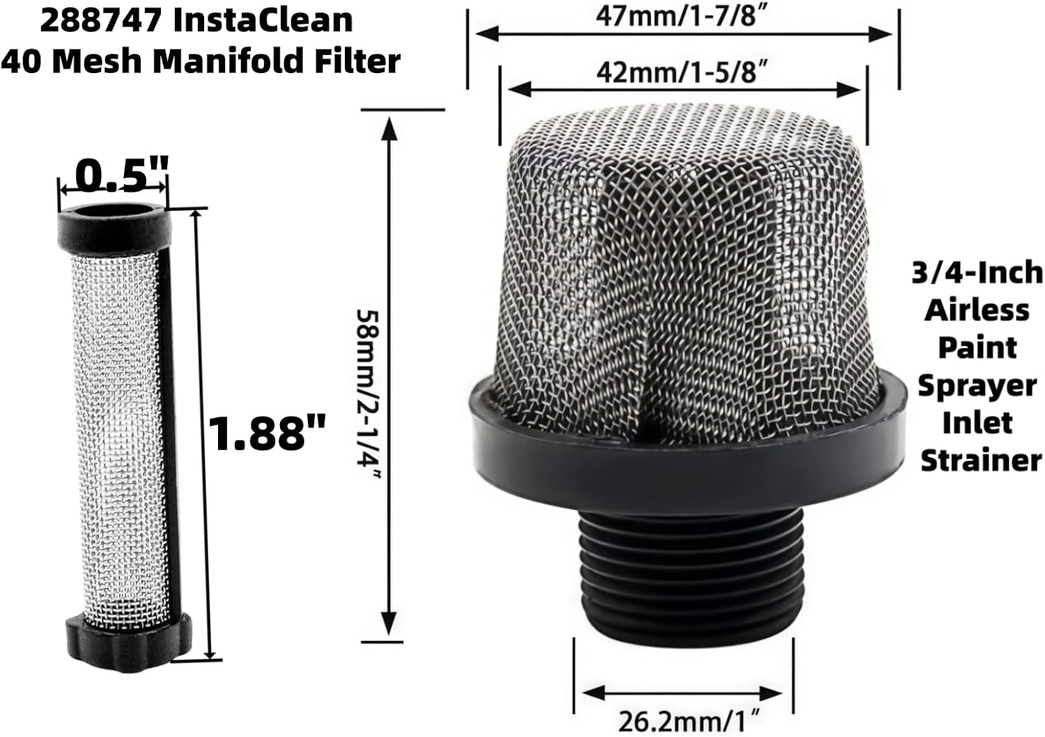 (3+5+5+6PK) Replaces for Graco Paint Sprayer 288716 3/4” Pump Inlet Strainer 288749 288750 288747 60 100 40 Mesh Gun Filters InstaClean Manifold Filter Fits Graco Magnum X5 X7 ProX7 ProX9 SG2 SG3