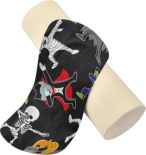 Miniatura 4 de Cartoon Skeleton Hallowmas Happy Halloween Bolster Pillow for Legs Firm Neck Roll Pillows for Pain Relief Round Pillows for Bed for Lumbar Support