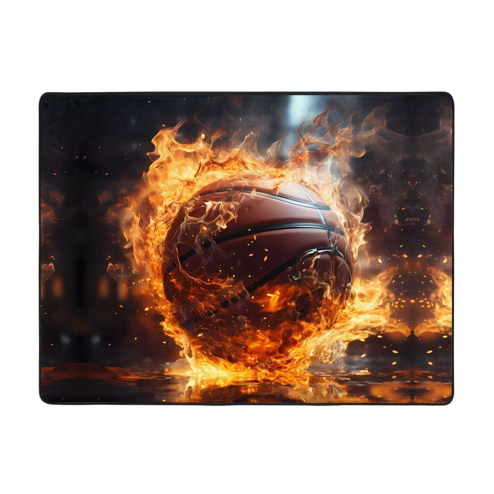 Tapis basket-ball feu et eau antidérapant avec motif dynamique