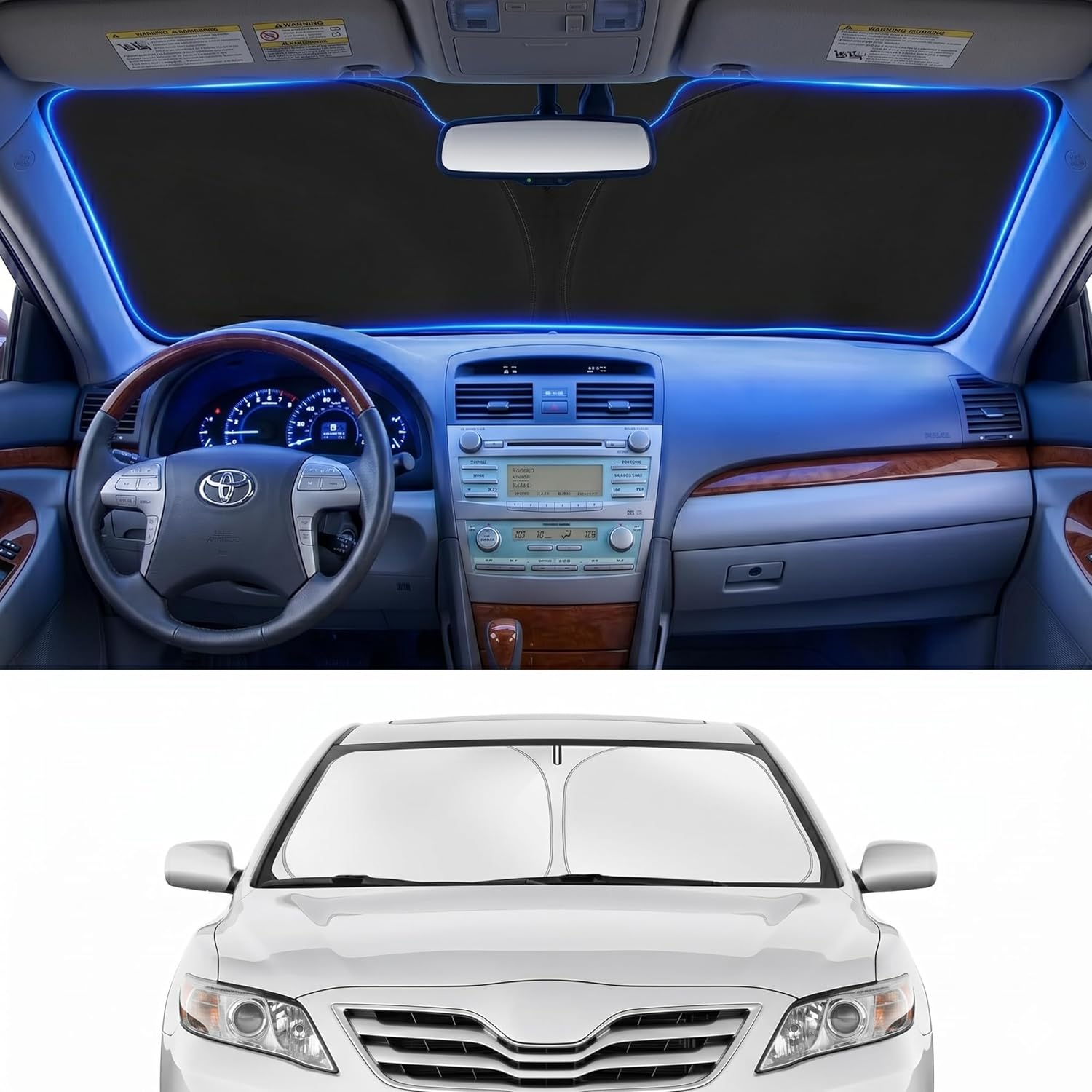 PinBaoLaLa Custom-Fit Windshield Sun Shade for 2007–2011 Toyota Camry
