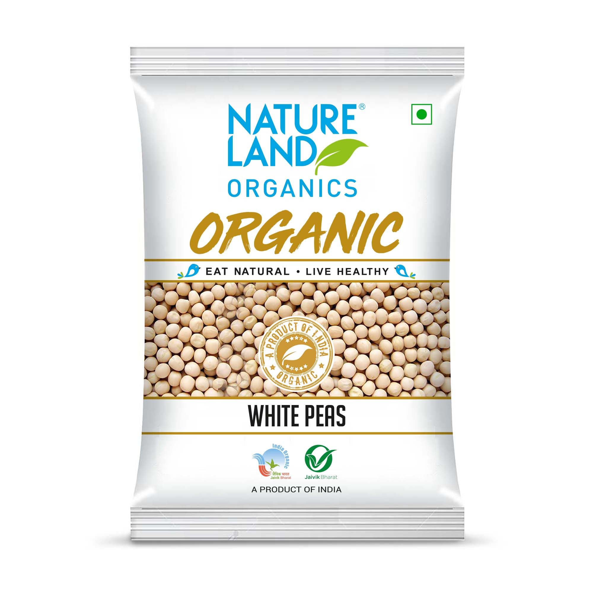 Natureland Organics White Peas 500 Gm - Organic Peas