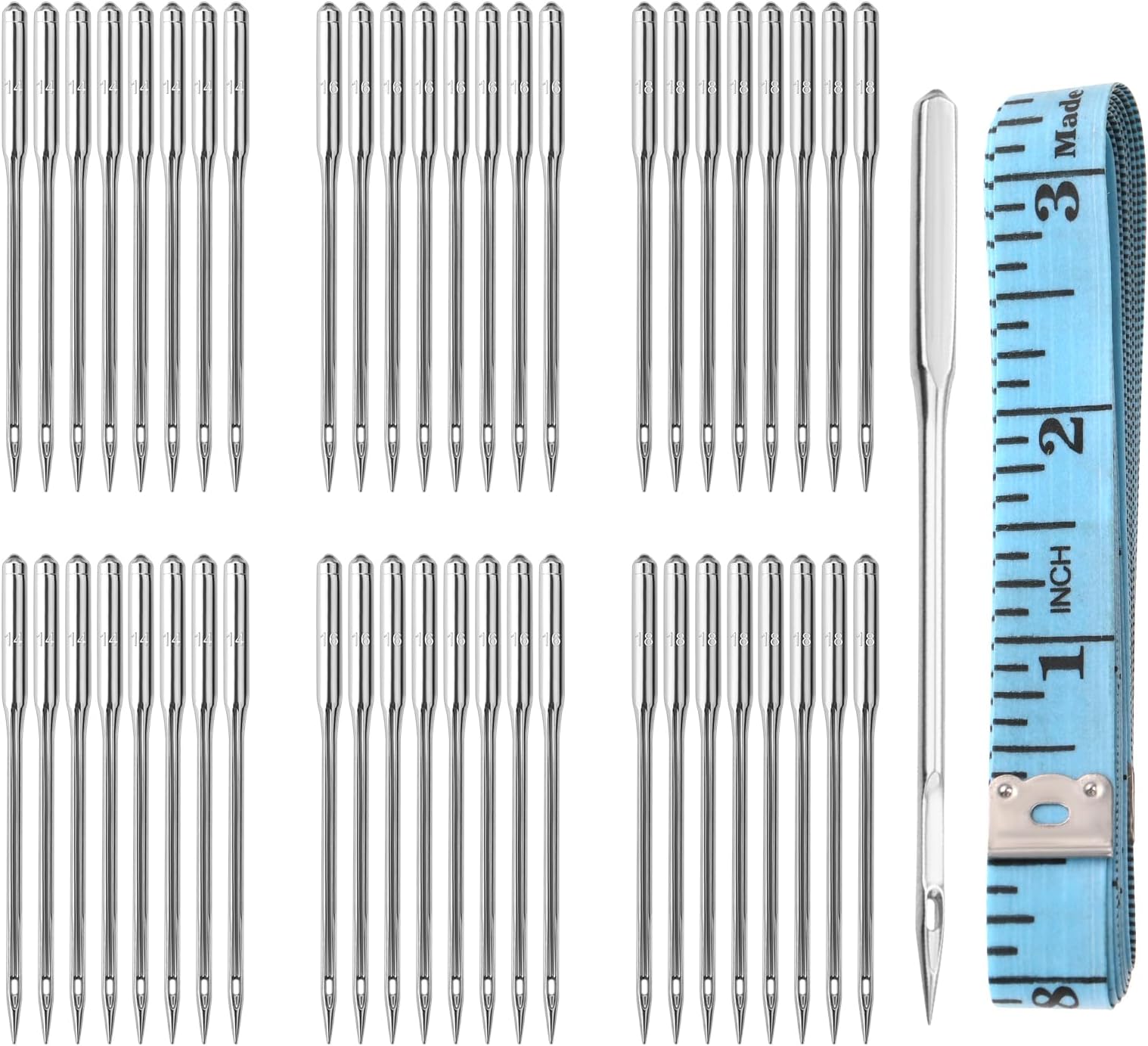 90PCS Sewing Machine Needles Universal Sizes 90/14 100/16 110/18 Heavy Duty Sewing Machine Needles for Embroidery Leather Jeans, Thick Fabric Leather