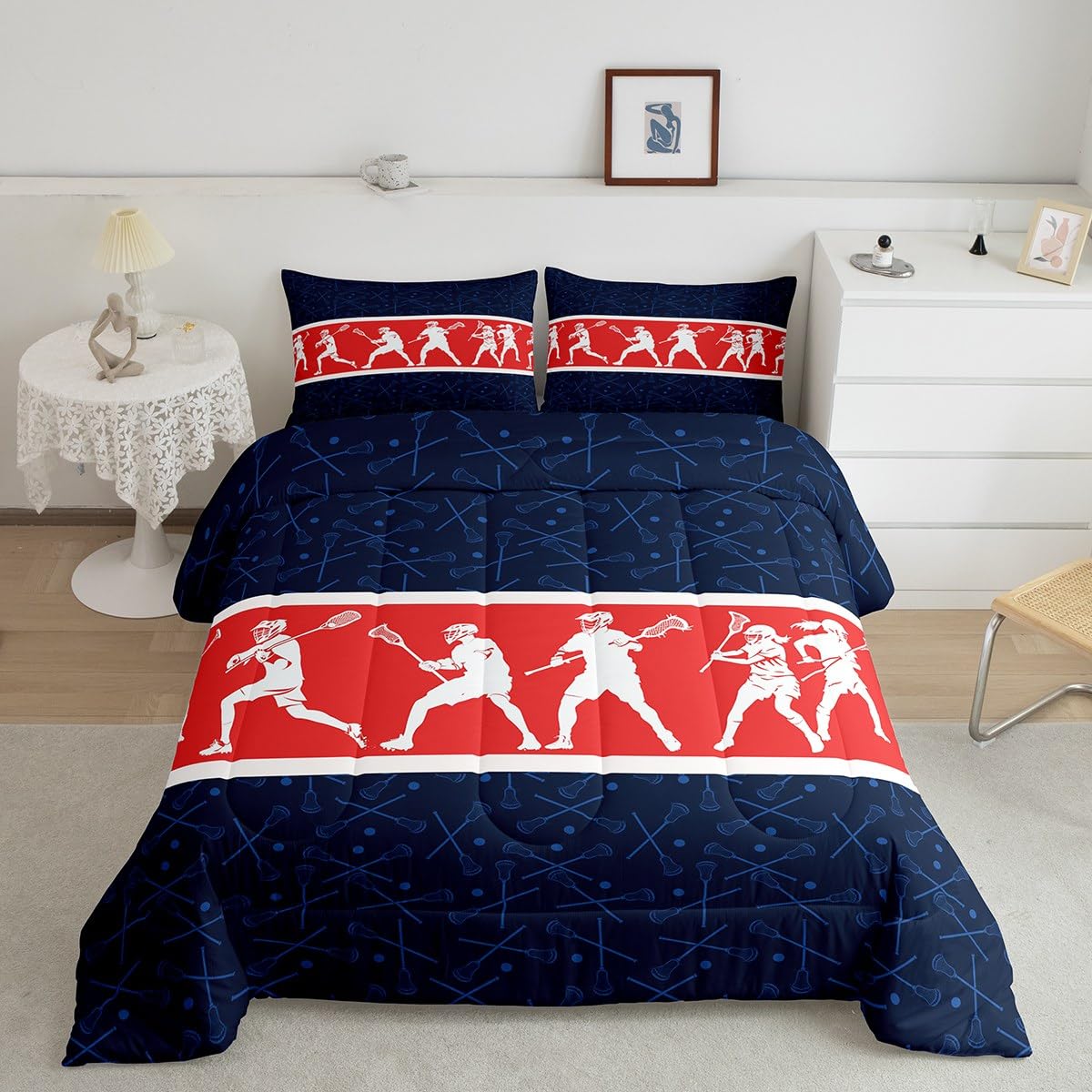 Feelyou Lacrosse Comforter Set King Size 3Pcs for Kids Adults