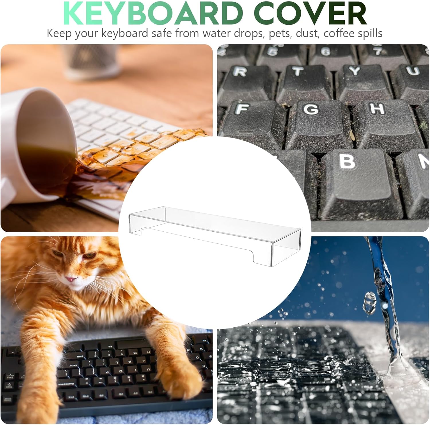 Cabilock Keyboard Cover Transparent Case- Proof: Monitor Storage Protector: Protector for Cat, in Touching - Bridge Standard Proof Accessories from Stand Size Acrylic Tablet Keyboard Dust Cover