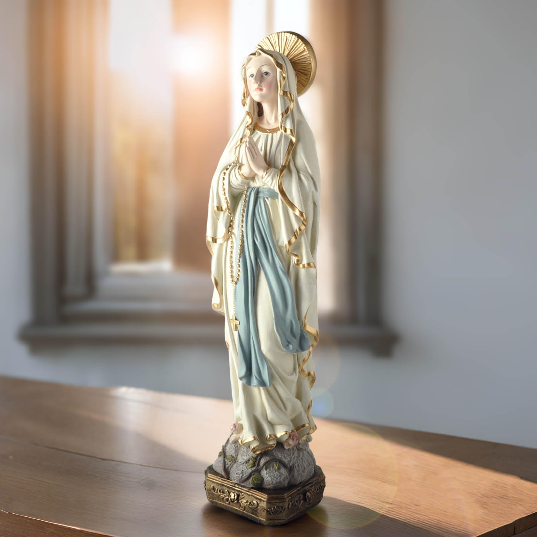 Statue de la Vierge Marie de 38 cm, cadeau religieux pour baptême et communion