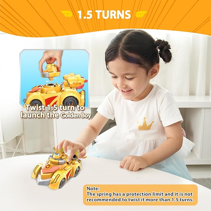 Super Wings Golden Boy Coche de Carreras con Giratorios miniatura 6