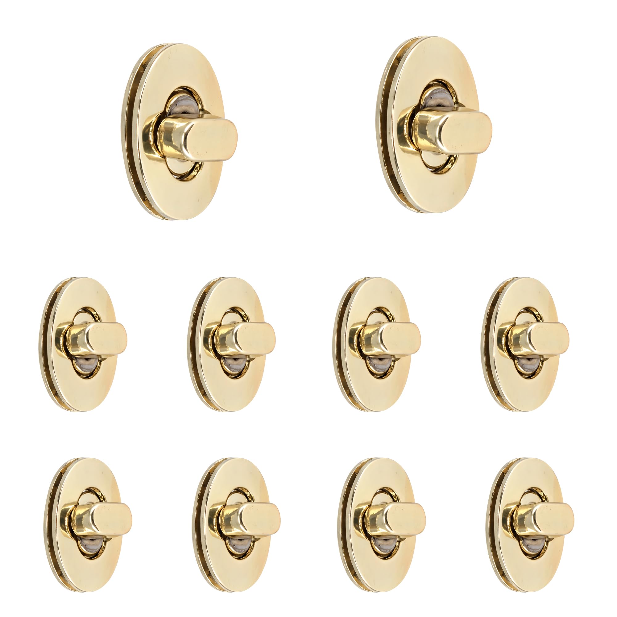 Trimming Shop Twist Turn Lock Oval Shape Bag Closure Handbag Buckle Replacement Clasp Closure for DIY Leathercraft Shoulder Bag Purse Making Accessory, Gold, 22mm x 37mm, 10pcs