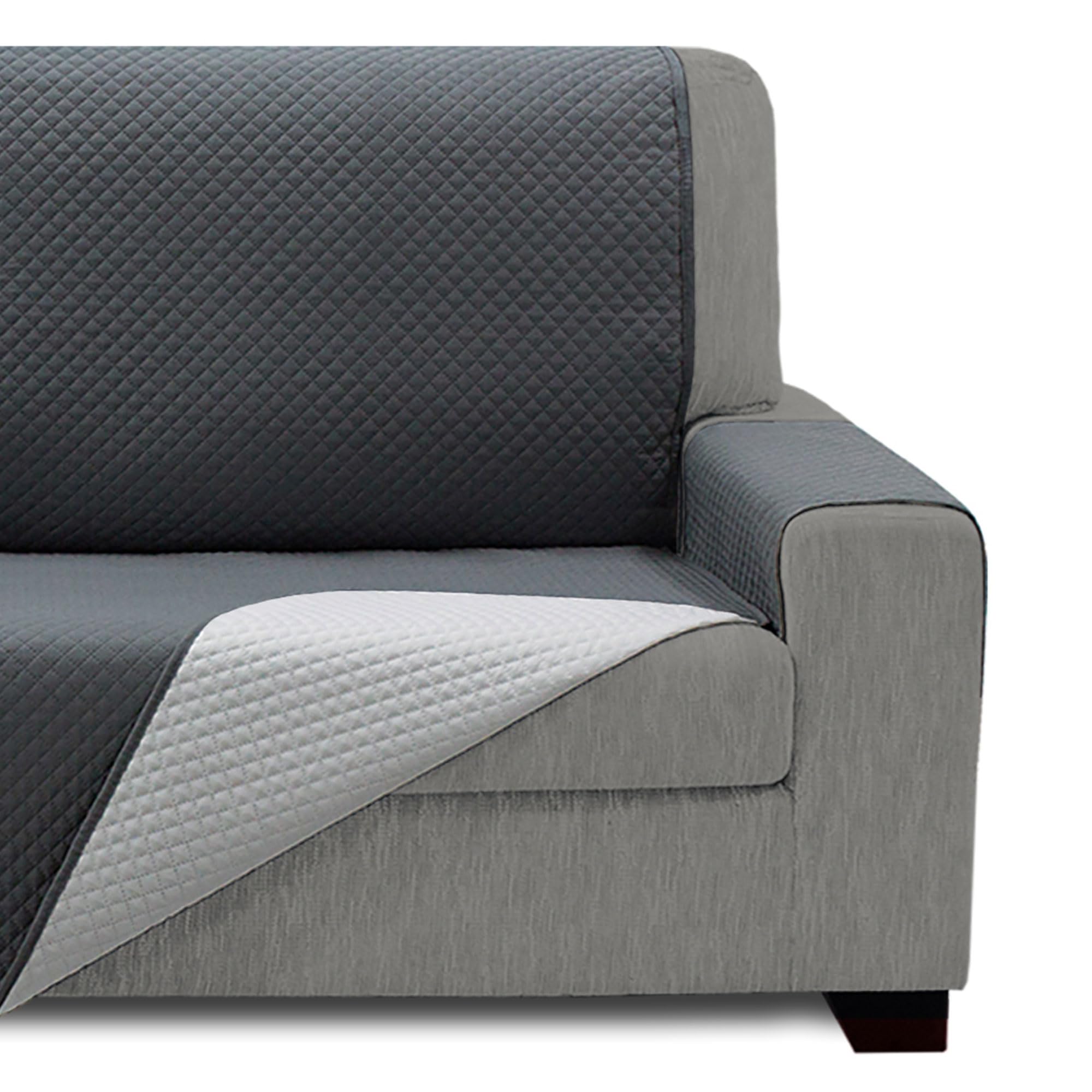 ECOMMERC3 | Funda Sofá Tamaño 4 Plazas Efecto Sofá Nuevo - Funda Sofá Color Gris OSC-Gris Claro Fácil Instalación Ajuste