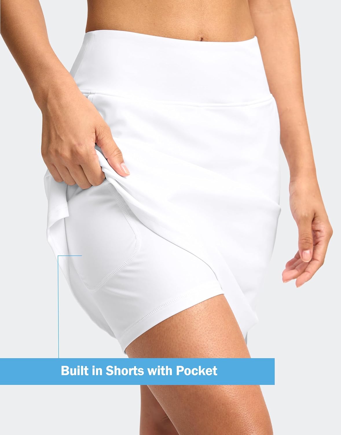 Viodia Women's 20" Long Swim Skirt Skort High Waisted Modest Bathing Suit Swimsuit Bottoms Beach Tankini Bikini with Skirt - Image 5