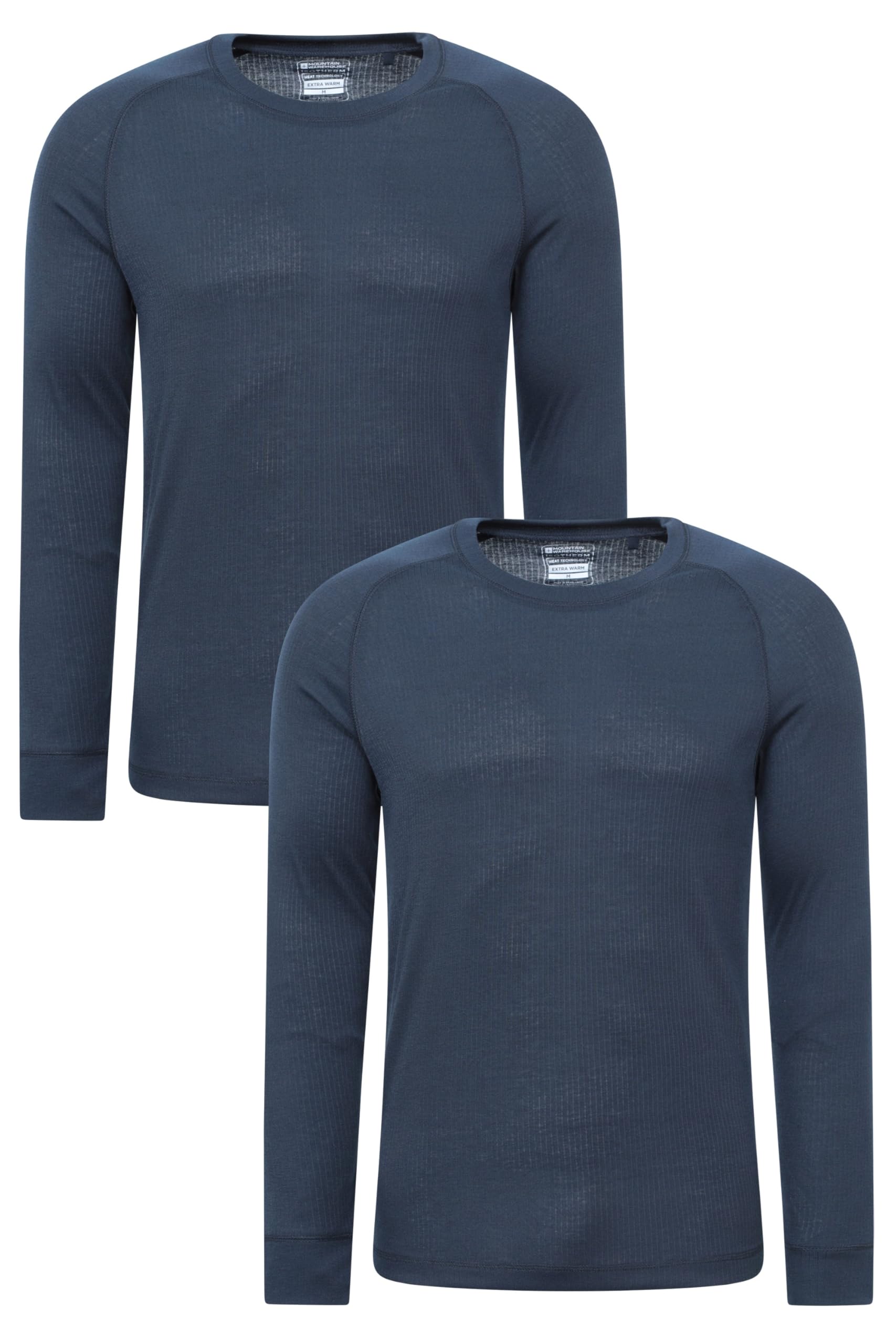 Mountain Warehouse Talus Mens Long Sleeved Baselayer Multipack - Isotherm, Lightweight, Warm - Best for Winter, Skiing, Snowboarding Navy (2 Pack) XXS