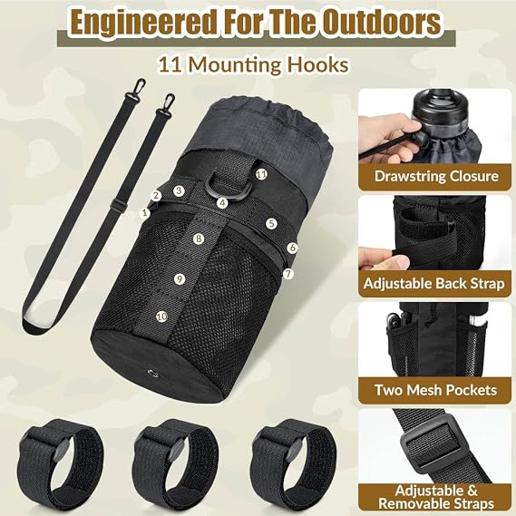 WOTOW Bike Water Bottle Holder - Insulated Universal 20-40 oz, Black