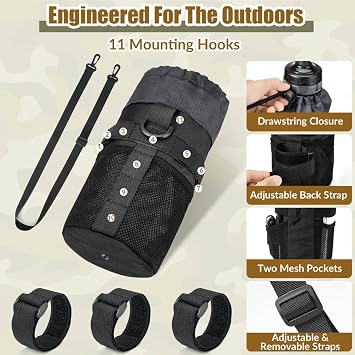 WOTOW Bike Water Bottle Holder - Insulated Universal 20-40 oz, Black