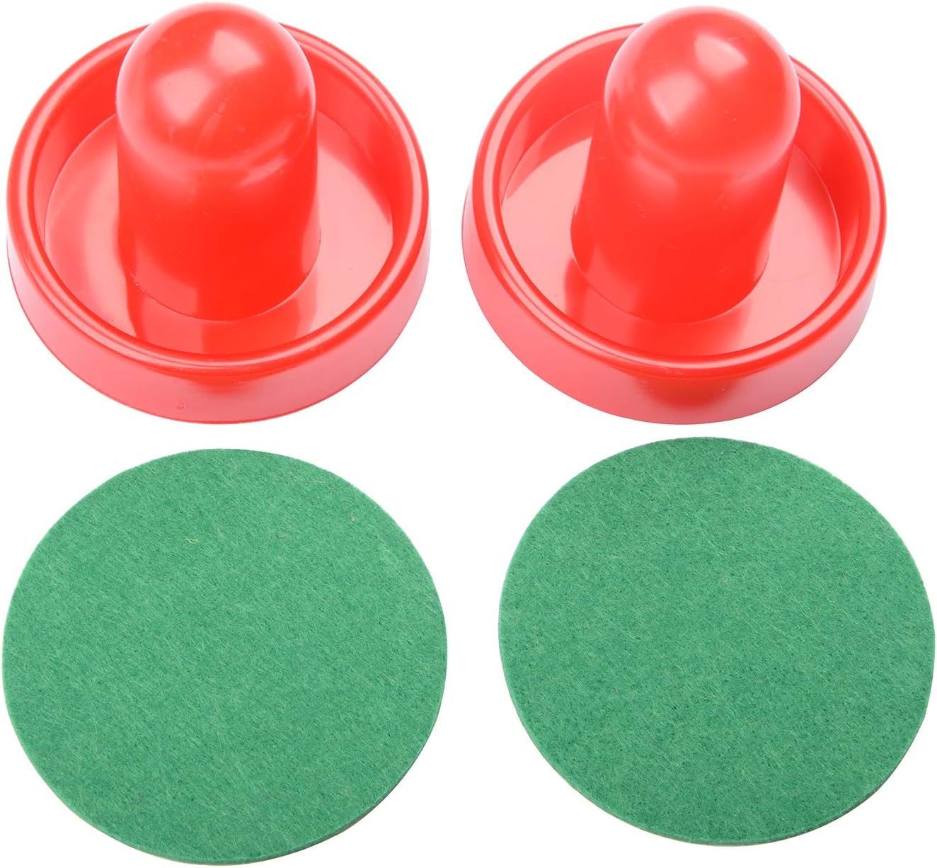 MUZOCT Great Goal Handles Pushers Replacement Accessories for Game Tables - 2 Red Air Hockey Pushers and 4 Red Pucks for Children 2.36"x1.96" Mini size : Sports & Outdoors