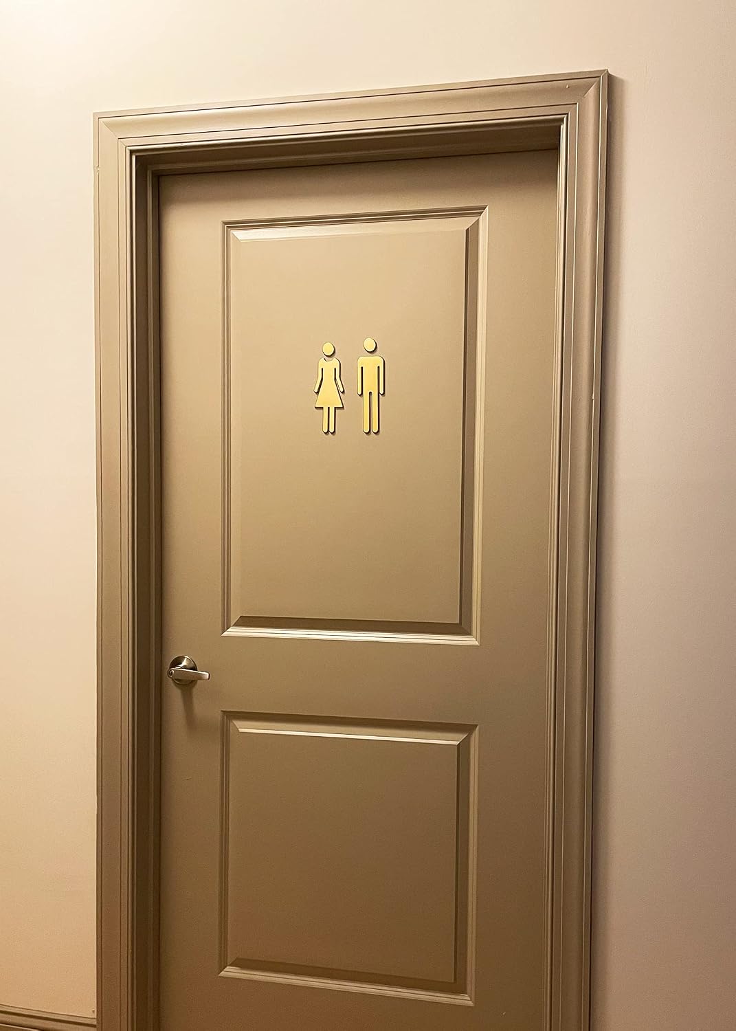 Premium Funny Bathrooms Signs Acrylic Adhesive Backed Unisex Bathroom Sign 7.8"(Golden Matte) image 5