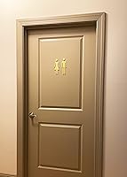 Vista 5 de Premium Funny Bathrooms Signs Acrylic Adhesive Backed Unisex Bathroom Sign 7.8"(Golden Matte)