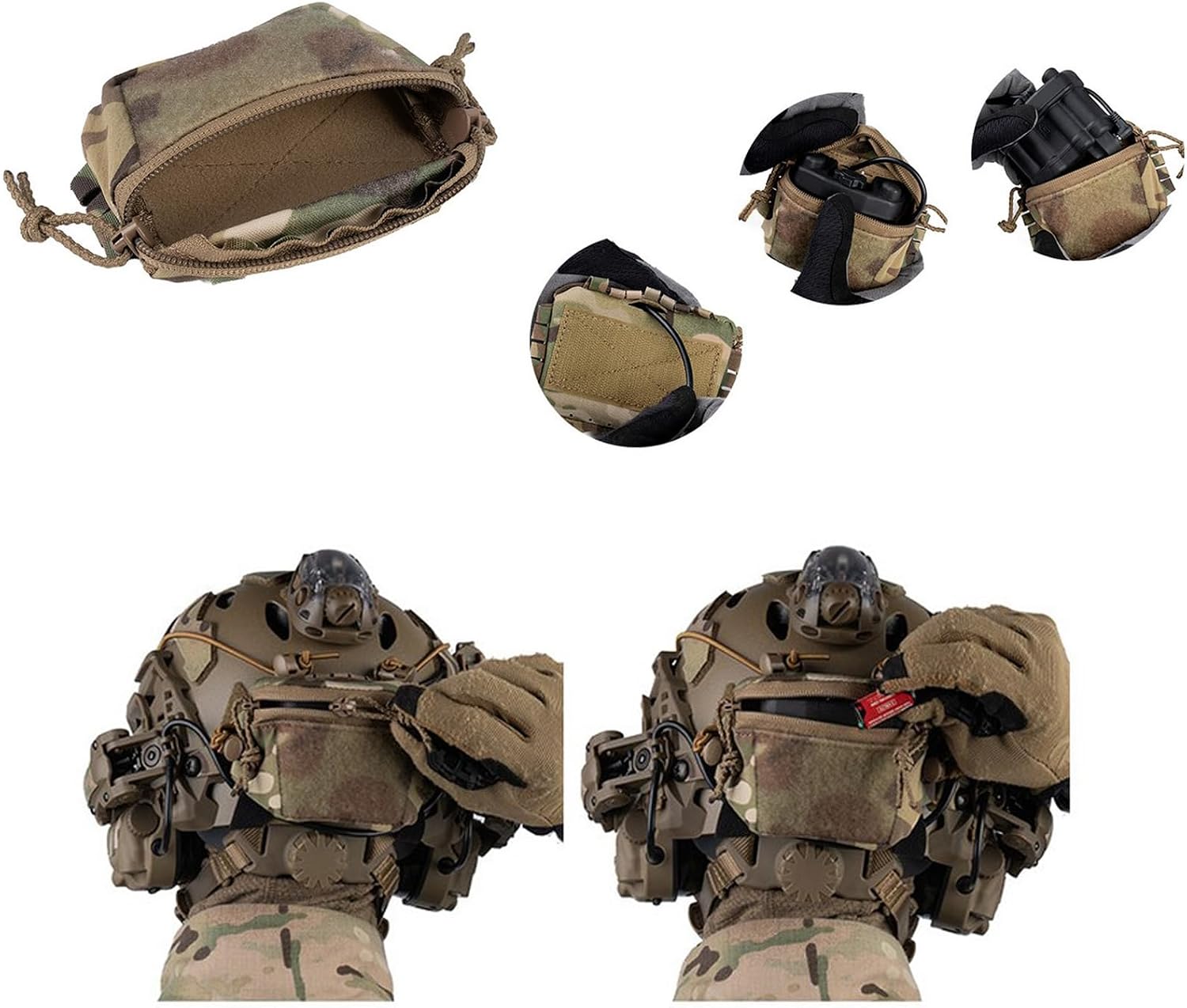 Tactical Helmet Battery Pouch for NVG, Camera, and Lights - Counter Weight Pouch with Cable Pass-Through Fit Airsoft Helmet