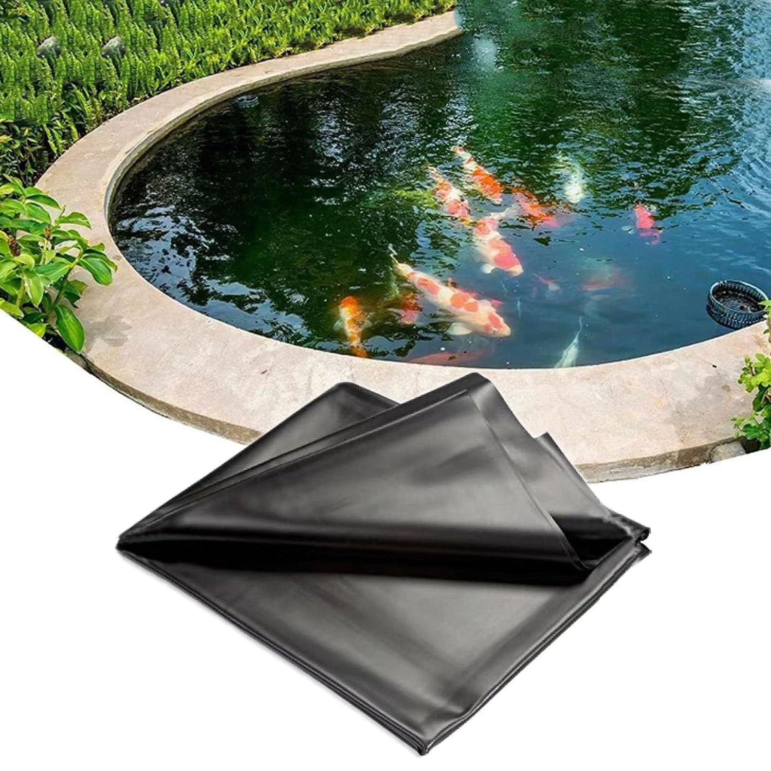1x2.0m 3x4.0m 6x7.0m Telo per Laghetto Grande Rivestimento per Laghetti, Telo per Laghetto da Giardino, flessibile Fodera Per Laghetto, per cascate, ruscelli ed edifici, Resistente ai raggi UV Nero(9x