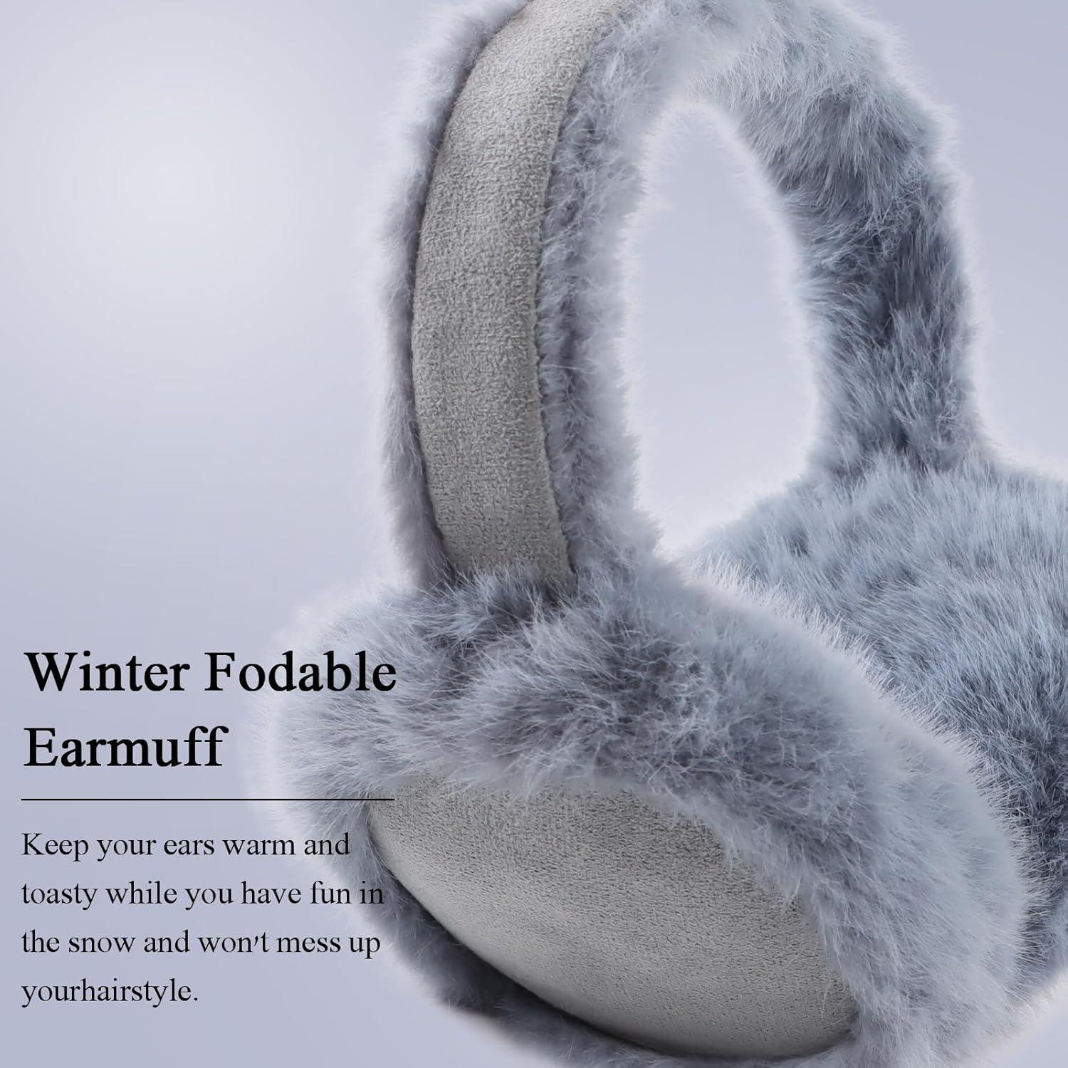 Zsedrut Winter Women Earmuff Foldable Ear Warmer Fluffy Ear Cover Warm Outdoor - Image 3