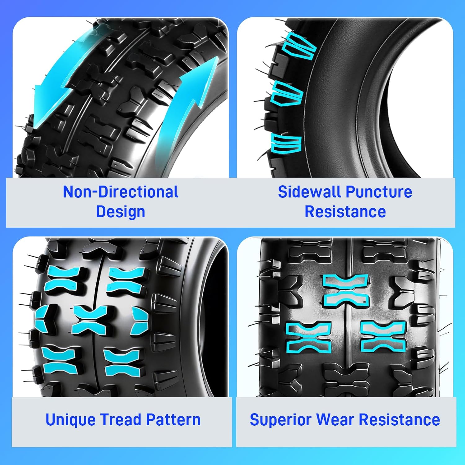 TRIBLE SIX 13x5-6 ATV/UTV Tires Set of 2, 13x5x6 All-Terrain Tires, 2PR Tubeless, Non-Directional Tread for Mud, Trail, Sand