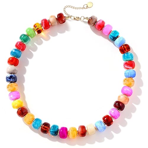 Besteel Chunky Beaded Necklace for Women - Colorful Resin Bead