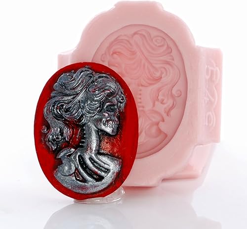 Miniatura 5 de Lolita Skull Cameo Silicone Mold Food Safe Fondant, Chocolate, Candy, Resin, Polymer Clay, Jewelry, Craft Mold