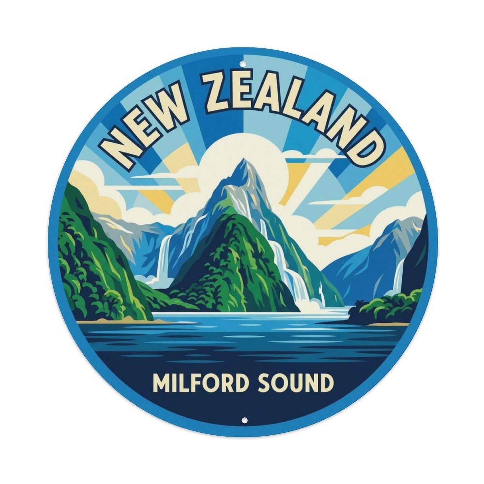 Vintage Travel New Zealand Journey Vintage Metal Tin Sign Plaque Wall Decor for Cafe, Club Bar, Office, Garden Metal Poster 8x8Inch