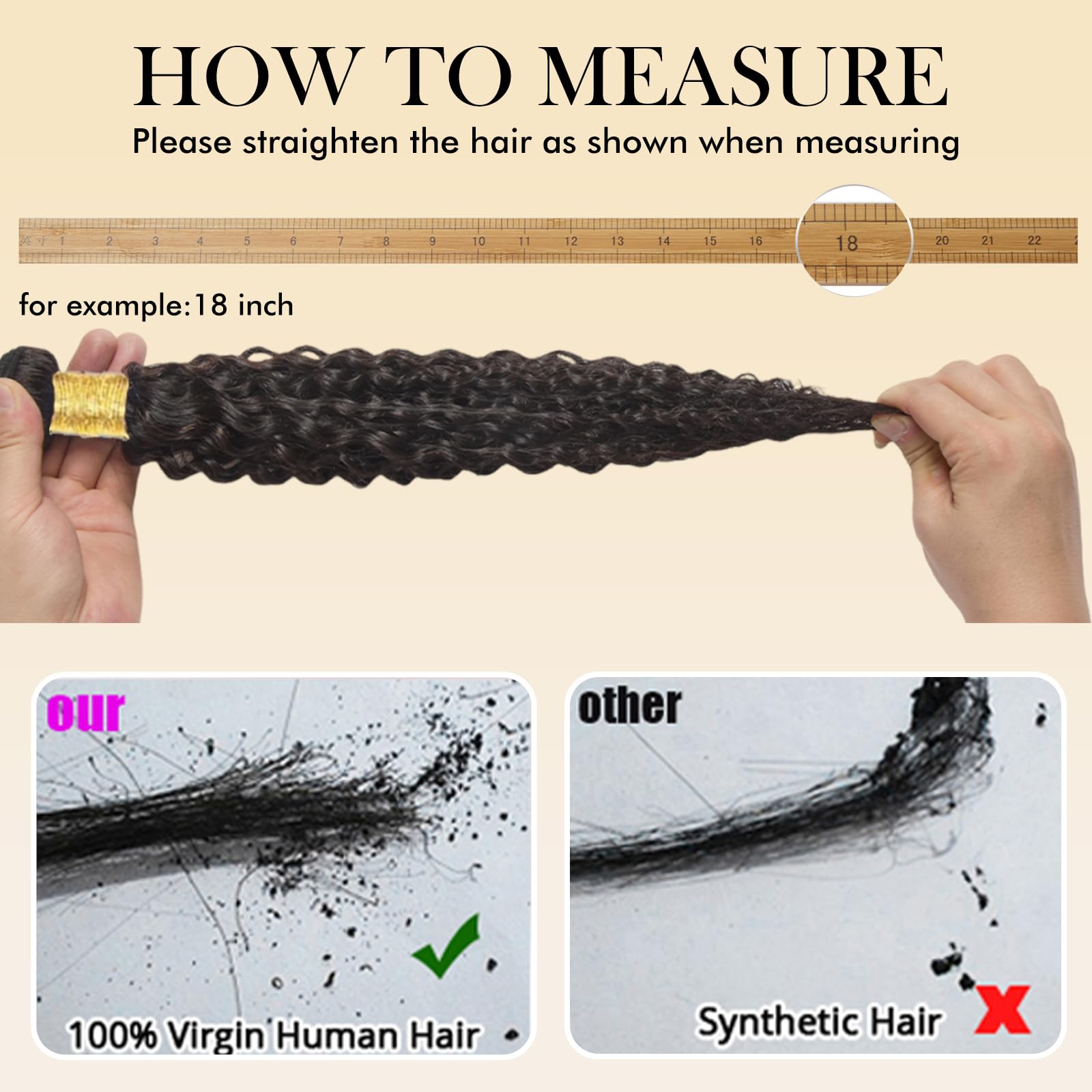Tissage Naturel Cheveux Humain Bouclé Kinky Curly Bundles 16 16 16 Pouces