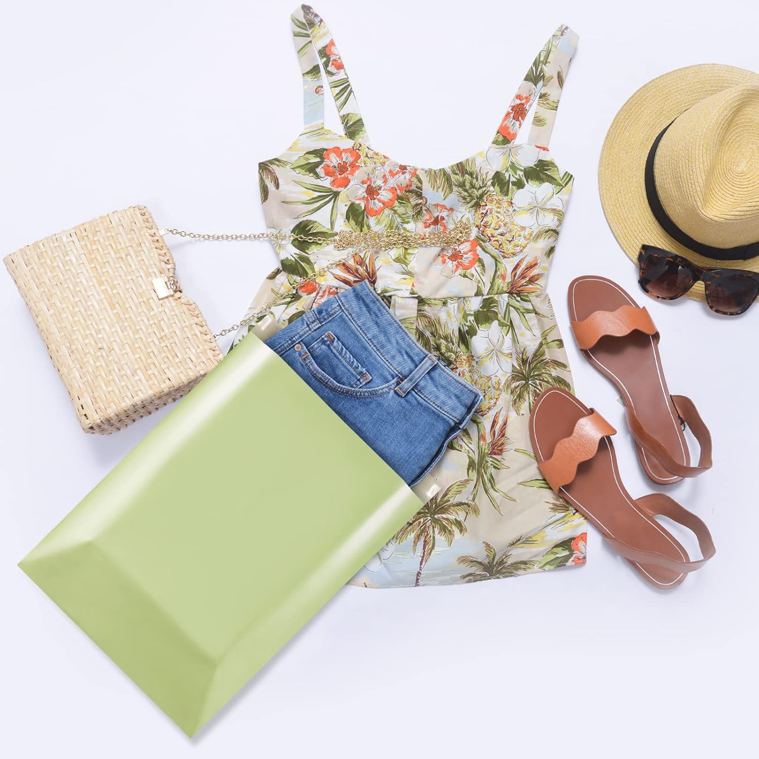 Metronic Poly Mailers 12x15.5 100 Pcs | Medium Size Shipping Bags for Clothing | Strong Adhensive Mailing Bags for Small Business, Shipping Envelopes, Tear-resistant Packing Bags in Green