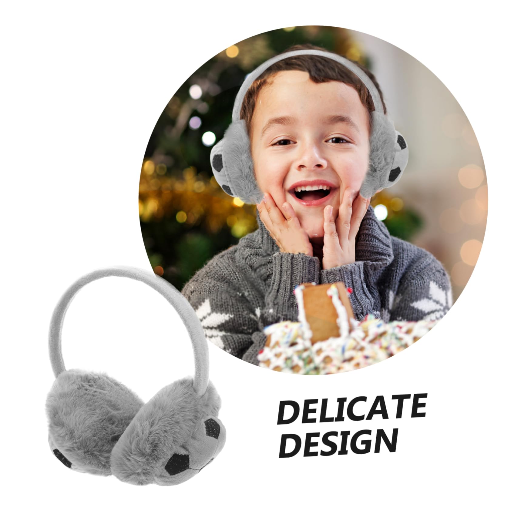 5stücke Winter Ohrenschützer Für Junge Mädchen Niedliche Fußball-design Warm Und Bequem Outdoor Aktivitäten Geeignet Schutz Vor Kälte Für Jungen Und Mädchen