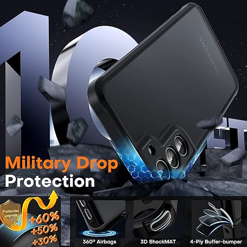 Vista 89 de Funda TOCOL [Paquete de 1+2] diseñada para Samsung Galaxy S22 Ultra, con 2 protectores de lente de cámara, parte trasera dura mate translúcida