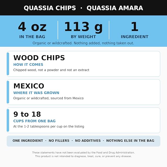 Alkaline Herb Shop Just Herbs: Quassia Chips
