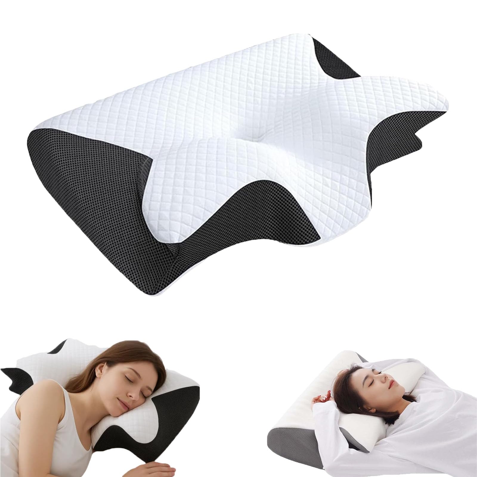 Neckhaven Pillows, Neckhaven Hospitality Pillow, Neck Haven Pillow, Orthopedic Memory Foam Ergonomic Contour Cervical Pillows for Neck Support, Side, Back & Stomach (Black)