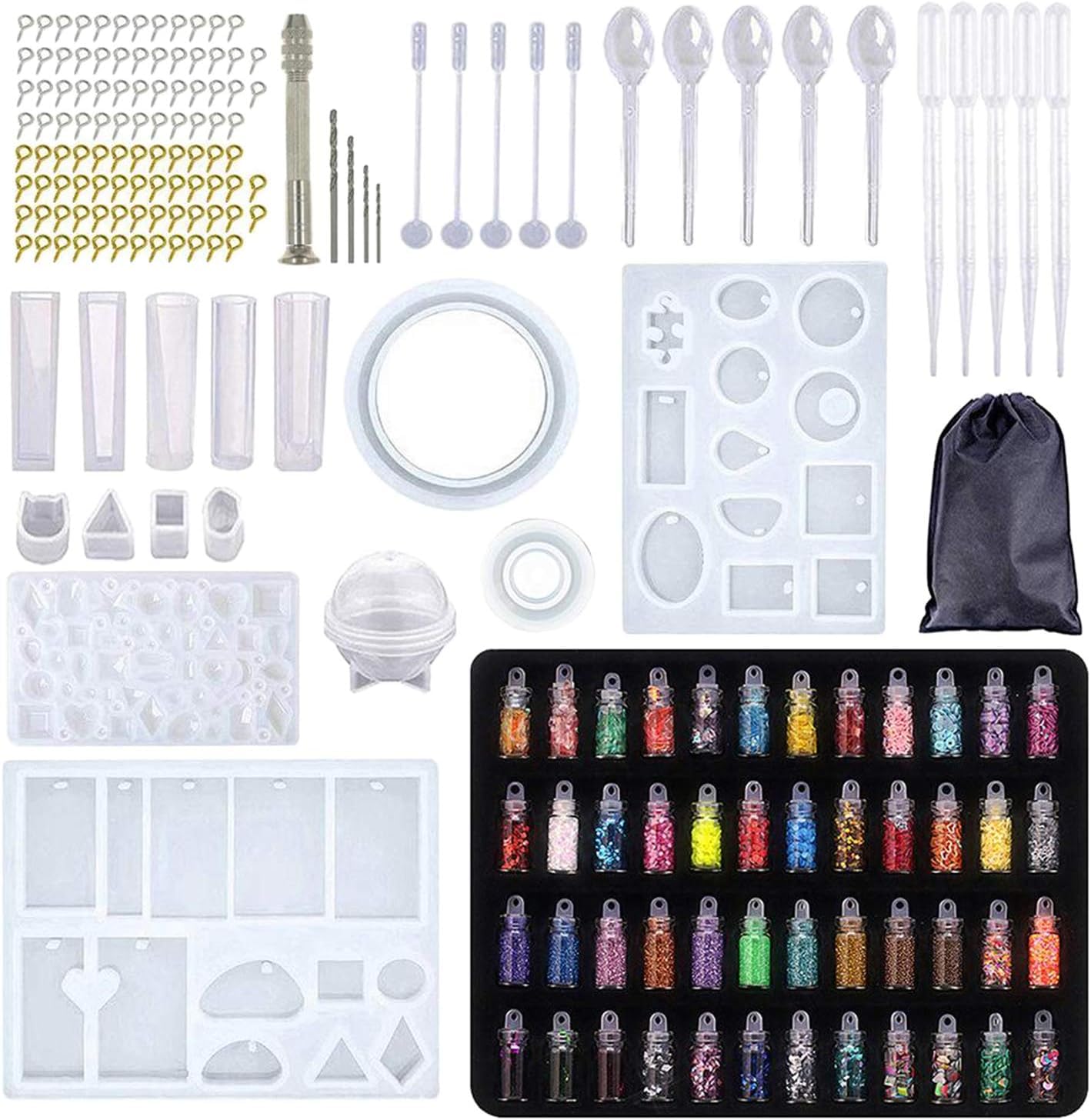 RETRONE Jewelry Silicone Resin Molds Kits- Earring Epoxy Resin molds for Making Earring, Necklace, Pendant, Keychain, DIY Jewelry - Small Resin Mold Set (White 106) (B0CC8NHBG4) Amazon Price History, Amazon Price Tracker