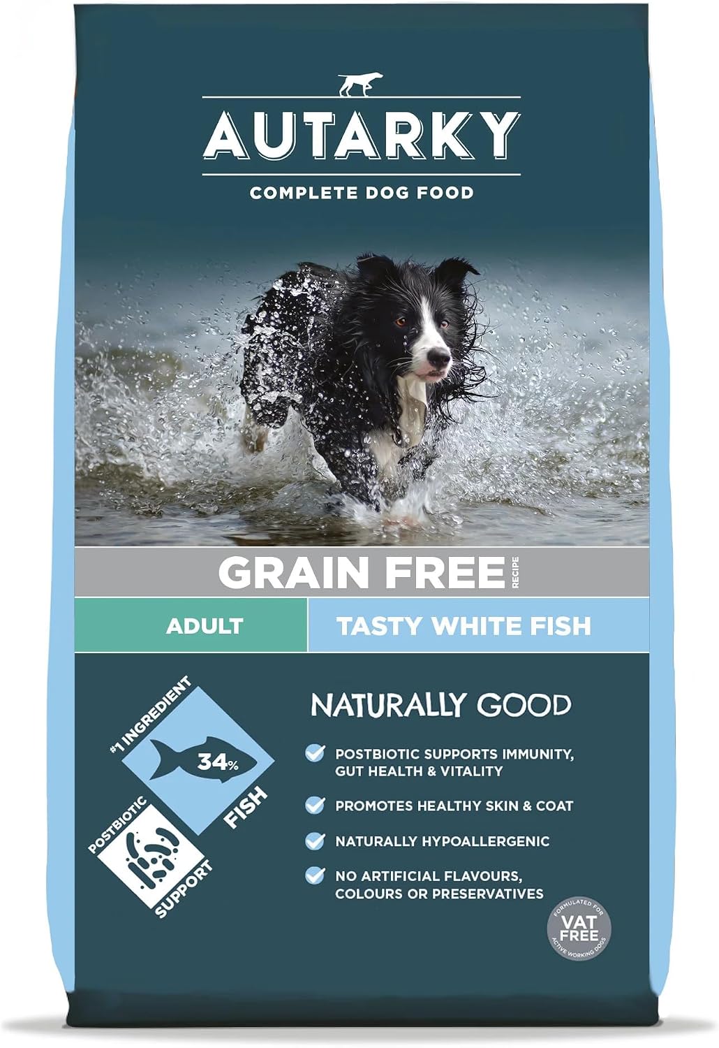 Autarky grain free white fish and potato hypoallergenic dry dog food 12kg bag