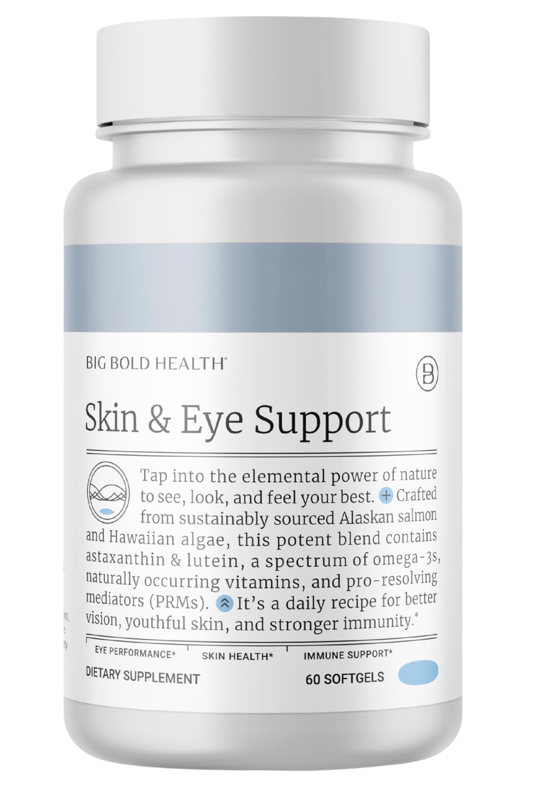 BIG BOLD HEALTH Skin & Eye Support - Omega-3 Complex with Alaskan Salmon Oil, DHA, Astaxanthin & Lutein for Healthy Eyes & Skin - 60 Softgels
