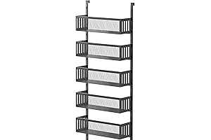 5 Tier Steel Wire Mesh Over the Door Pantry with Adjustable Shelves